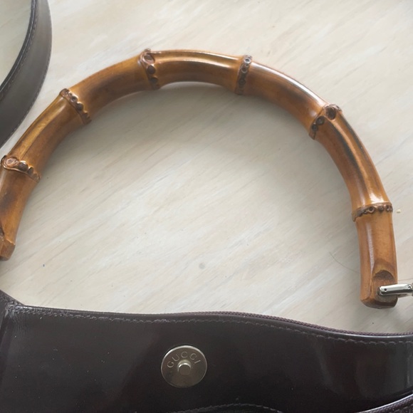 Gucci Bamboo Handle 2way Shoulder bag /Dark Brown/ Nylon hobo - Picture 11 of 14